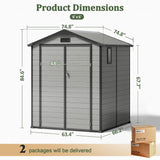 Patioslife YardVault Resin Garden Storage Shed with Bulid-in Floor, Lock & Window