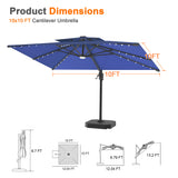 Patioslife Aegis Pro Cantilever Umbrella with LED Lights, Reinforced & Powder-Coated Aluminium Ribs and Pole — Perfect for Garden & Patio