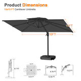 Patioslife Aegis Pro Cantilever Umbrella, Reinforced & Powder-Coated Aluminium Ribs and Pole for Garden & Patio