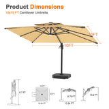 Patioslife Aegis Pro Cantilever Umbrella with LED Lights, Reinforced & Powder-Coated Aluminium Ribs and Pole — Perfect for Garden & Patio