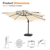 Patioslife Aegis Pro Cantilever Umbrella with LED Lights, Reinforced & Powder-Coated Aluminium Ribs and Pole — Perfect for Garden & Patio