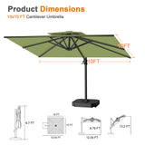 Patioslife Aegis Pro Cantilever Umbrella, Reinforced & Powder-Coated Aluminium Ribs and Pole for Garden & Patio