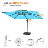 Patioslife Aegis Pro Cantilever Umbrella with LED Lights, Reinforced & Powder-Coated Aluminium Ribs and Pole — Perfect for Garden & Patio