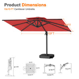 Patioslife Aegis Pro Cantilever Umbrella, Reinforced & Powder-Coated Aluminium Ribs and Pole for Garden & Patio