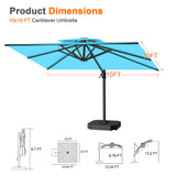 Patioslife Aegis Pro Cantilever Umbrella, Reinforced & Powder-Coated Aluminium Ribs and Pole for Garden & Patio