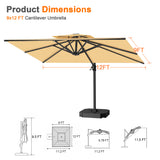 Patioslife Aegis Pro Cantilever Umbrella, Reinforced & Powder-Coated Aluminium Ribs and Pole for Garden & Patio