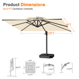 Patioslife Aegis Pro Cantilever Umbrella, Reinforced & Powder-Coated Aluminium Ribs and Pole for Garden & Patio