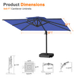 Patioslife Aegis Pro Cantilever Umbrella, Reinforced & Powder-Coated Aluminium Ribs and Pole for Garden & Patio