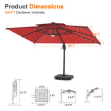 Patioslife Aegis Pro Cantilever Umbrella with LED Lights, Reinforced & Powder-Coated Aluminium Ribs and Pole — Perfect for Garden & Patio