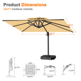 Patioslife Aegis Pro Cantilever Umbrella, Reinforced & Powder-Coated Aluminium Ribs and Pole for Garden & Patio