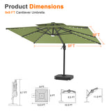 Patioslife Aegis Pro Cantilever Umbrella with LED Lights, Reinforced & Powder-Coated Aluminium Ribs and Pole — Perfect for Garden & Patio