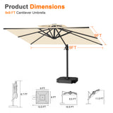 Patioslife Aegis Pro Cantilever Umbrella, Reinforced & Powder-Coated Aluminium Ribs and Pole for Garden & Patio
