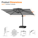 Patioslife Aegis Pro Cantilever Umbrella, Reinforced & Powder-Coated Aluminium Ribs and Pole for Garden & Patio