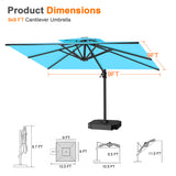 Patioslife Aegis Pro Cantilever Umbrella, Reinforced & Powder-Coated Aluminium Ribs and Pole for Garden & Patio