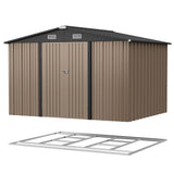 Patioslife Galvanized Steel Garden Shed, Outdoor Storage Shed with Gable Roof, Backyard Tool Shed for Lawn Equipment, Bikes & Gardening Tools