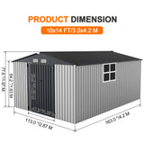 Patioslife YardVault Pro Galvanised Steel Metal Garden Shed with Window, Rust-Resistant Outdoor Tool Shed