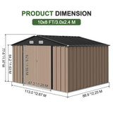 Patioslife Galvanized Steel Garden Shed, Outdoor Storage Shed with Gable Roof, Backyard Tool Shed for Lawn Equipment, Bikes & Gardening Tools