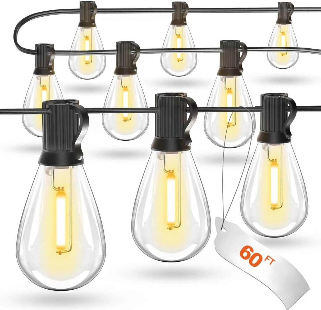 Patioslife LED Outdoor String Lights with Shatterproof Edison Bulbs – Waterproof, Commercial Grade 2700K Patio Lights for Garden, Porch & Deck Decor