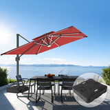 Patioslife Aegis Premium Cantilever Umbrella with Full-Rib LED Strip Lighting, Fibreglass Ribs and Powder-Coated Aluminium Pole for Luxury Garden & Patio Shade