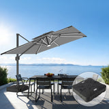 Patioslife Aegis Premium Cantilever Umbrella with Full-Rib LED Strip Lighting, Fibreglass Ribs and Powder-Coated Aluminium Pole for Luxury Garden & Patio Shade