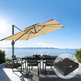 Patioslife Aegis Premium Cantilever Umbrella with Full-Rib LED Strip Lighting, Fibreglass Ribs and Powder-Coated Aluminium Pole for Luxury Garden & Patio Shade