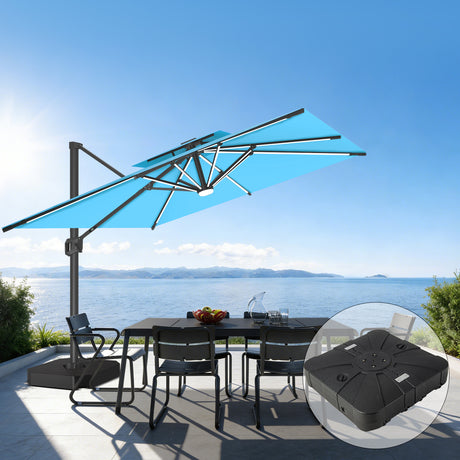 Patioslife Aegis Premium Cantilever Umbrella with Full-Rib LED Strip Lighting, Fibreglass Ribs and Powder-Coated Aluminium Pole for Luxury Garden & Patio Shade