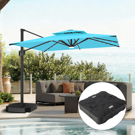 Patioslife Aegis Pro Cantilever Umbrella with LED Lights, Reinforced & Powder-Coated Aluminium Ribs and Pole — Perfect for Garden & Patio