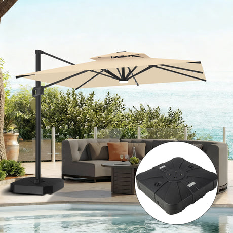 Patioslife Aegis Pro Cantilever Umbrella with LED Lights, Reinforced & Powder-Coated Aluminium Ribs and Pole — Perfect for Garden & Patio
