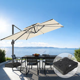 Patioslife Aegis Premium Cantilever Umbrella with Full-Rib LED Strip Lighting, Fibreglass Ribs and Powder-Coated Aluminium Pole for Luxury Garden & Patio Shade