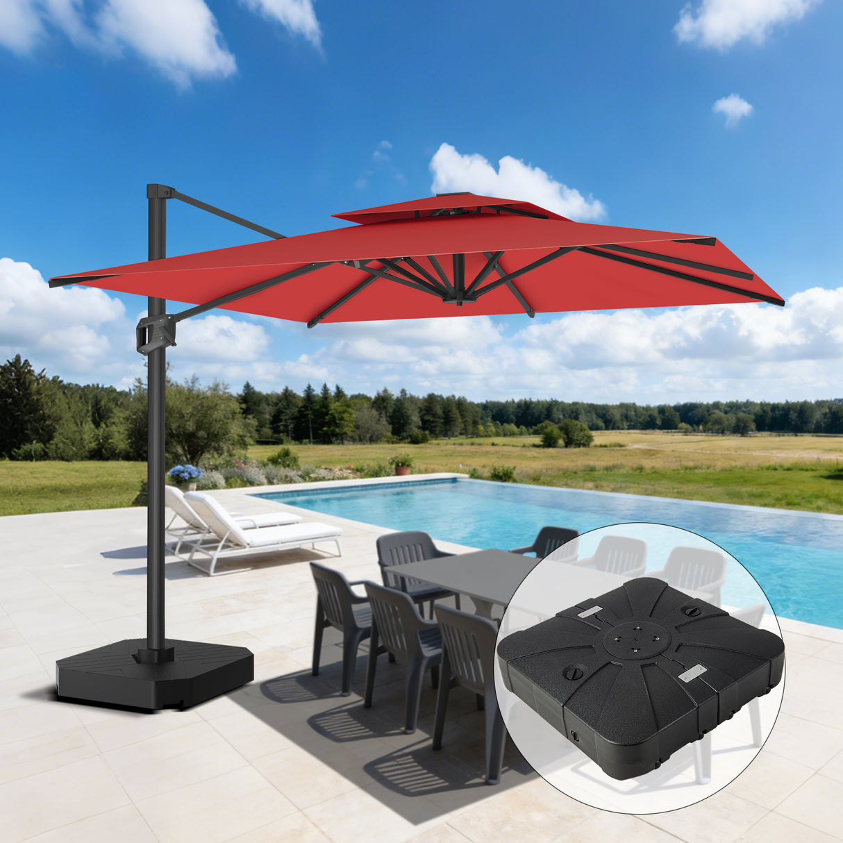 Patioslife Aegis Pro Cantilever Umbrella, Reinforced & Powder-Coated Aluminium Ribs and Pole for Garden & Patio
