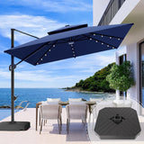 Patioslife Aegis Pro Cantilever Umbrella with LED Lights and Cover, Reinforced & Powder-Coated Aluminium Ribs and Pole — Perfect for Garden & Patio
