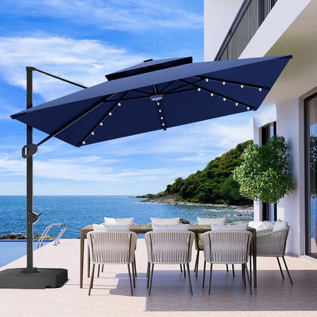 blue patio umbrella ,patioslife,Poolside,Outdoor Leisure Area,Outdoor Kitchen or Dining Area,Garden Pathway,Rooftop Terrace,Sun Shading & Light Contro,Space Definition,LED