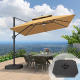 Patioslife Aegis Pro Cantilever Umbrella with LED Lights and Cover, Reinforced & Powder-Coated Aluminium Ribs and Pole — Perfect for Garden & Patio