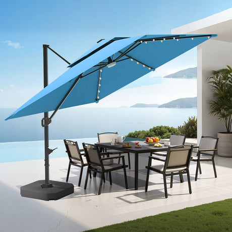 Outdoor arge blue umbrella,,patioslife,Poolside,Outdoor Leisure Area,Outdoor Kitchen or Dining Area,Garden Pathway,Rooftop Terrace,Sun Shading & Light Contro,Space Definition,LED