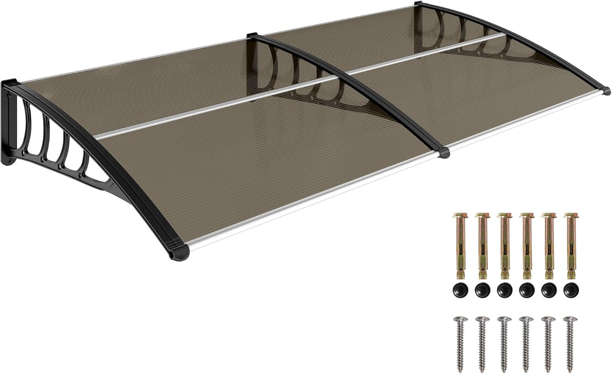 Patioslife Window & Door Awning Canopy – Clear Polycarbonate Outdoor Cover for Patio, Sun, Rain & Snow Protection