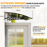 Patioslife Window & Door Awning Canopy – Clear Polycarbonate Outdoor Cover for Patio, Sun, Rain & Snow Protection