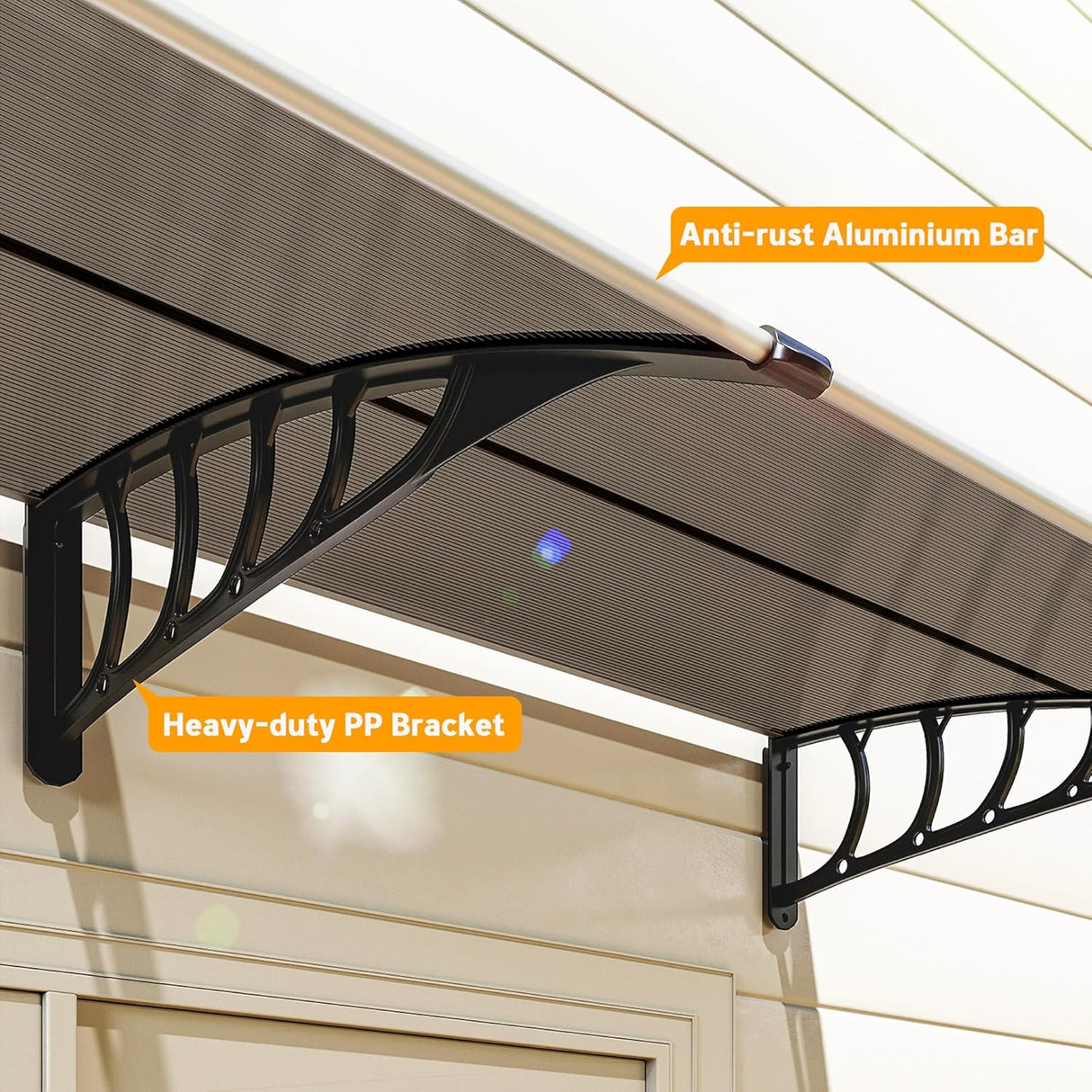 Patioslife Window & Door Awning Canopy – Clear Polycarbonate Outdoor Cover for Patio, Sun, Rain & Snow Protection