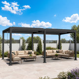 Patioslife Atlantic Premium Louvered Pergola with Adjustable Roof Panels, Integrated Gutter System & Freestanding All-Weather Outdoor Shelter for Patio, Deck & Poolside