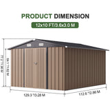 Patioslife Galvanized Steel Garden Shed, Outdoor Storage Shed with Gable Roof, Backyard Tool Shed for Lawn Equipment, Bikes & Gardening Tools