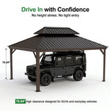 Patioslife All-Weather Aluminum Carport – Steel Roof Canopy for Cars, Motorcycles, RVs & Boats