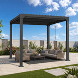 Patioslife Atlantic Premium Louvered Pergola with Adjustable Roof Panels, Integrated Gutter System & Freestanding All-Weather Outdoor Shelter for Patio, Deck & Poolside
