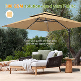 Patioslife Aegis Pro Cantilever Umbrella with LED Lights and Cover, Reinforced & Powder-Coated Aluminium Ribs and Pole — Perfect for Garden & Patio