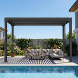 Patioslife Atlantic Premium Louvered Pergola with Adjustable Roof Panels, Integrated Gutter System & Freestanding All-Weather Outdoor Shelter for Patio, Deck & Poolside