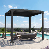 Patioslife Atlantic Premium Louvered Pergola with Adjustable Roof Panels, Integrated Gutter System & Freestanding All-Weather Outdoor Shelter for Patio, Deck & Poolside