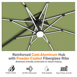 Patioslife Aegis Premium Cantilever Umbrella with Full-Rib LED Strip Lighting, Fibreglass Ribs and Powder-Coated Aluminium Pole for Luxury Garden & Patio Shade