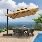 Patioslife Aegis Pro Cantilever Umbrella with LED Lights and Cover, Reinforced & Powder-Coated Aluminium Ribs and Pole — Perfect for Garden & Patio