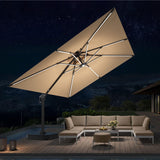 Patioslife Aegis Premium Cantilever Umbrella with LED Strip Lights, Fibreglass Ribs, Powder-Coated Aluminium Pole & Protective Cover — Luxury Garden & Patio Shade