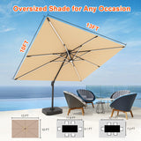 Cantilever Umbrella,patioslife,Poolside,Outdoor Leisure Area,Outdoor Kitchen or Dining Area,Garden Pathway,Rooftop Terrace,Sun Shading & Light Contro,Space Definition,led,10*13ft