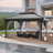  10' x 14' ，Outdoor Pergola Gazebo, patioslife，Durable Aluminium Hardtop with Double Roof Ventilation & Side Drapes