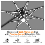 Patioslife Aegis Premium Cantilever Umbrella with Full-Rib LED Strip Lighting, Fibreglass Ribs and Powder-Coated Aluminium Pole for Luxury Garden & Patio Shade